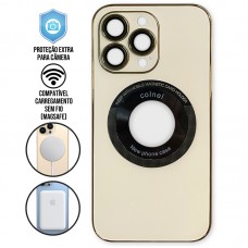 Capa iPhone 14 Pro - Vidro Metallic Magsafe Champain Gold